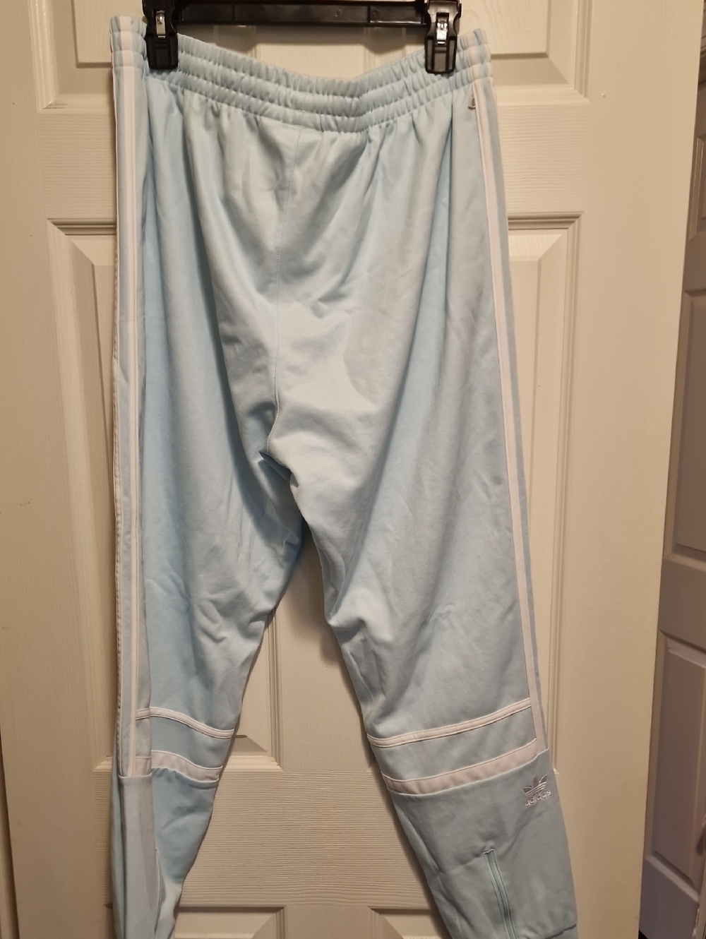 adidas Light Blue Kids Joggers with White Three Stripes - Picture 4 of 4
